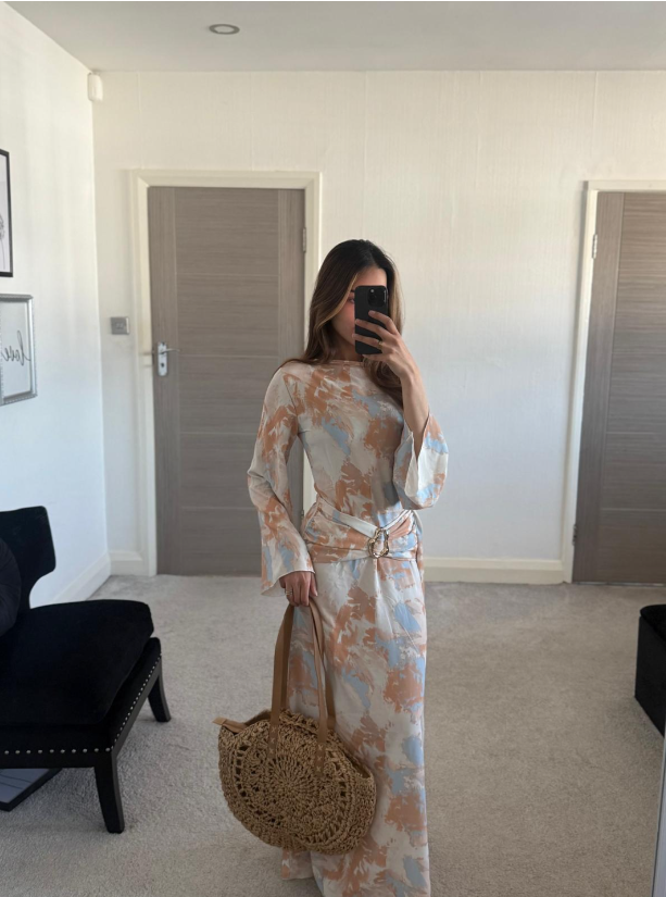 Trim detail woven maxi dress in ombre