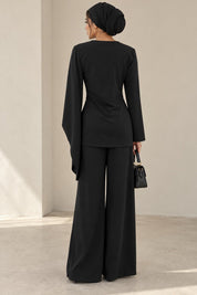 Cape sleeve trim detail co ord in black