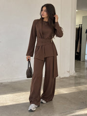 Modest blazer wrap co-ord in espresso brown