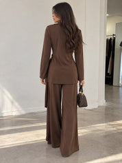 Modest blazer wrap co-ord in espresso brown