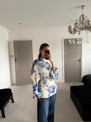 Woven and lace mix printed woven tie back top