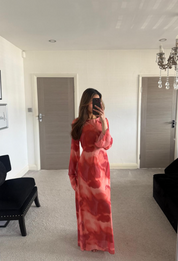 Chiffon tie back maxi dress in blurr