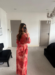 Chiffon tie back maxi dress in blurr