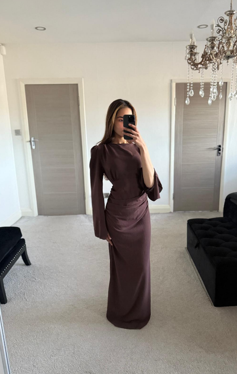 Woven pleat detail tie back maxi dress