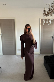 Woven pleat detail tie back maxi dress