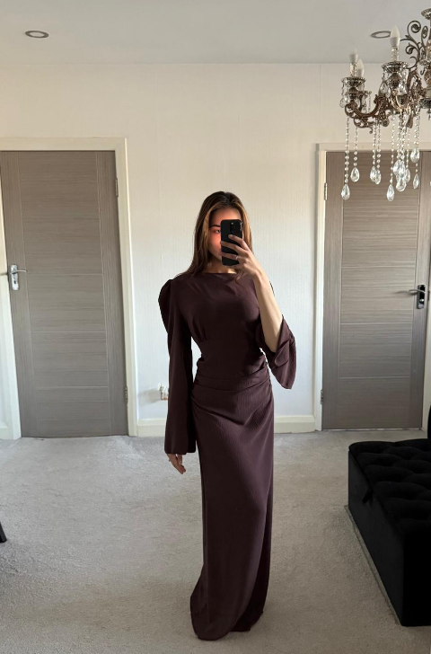 Woven pleat detail tie back maxi dress