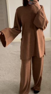 Super soft flared sleeve co ord set in luxe soft rib