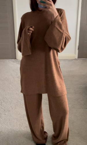 Super soft flared sleeve co ord set in luxe soft rib
