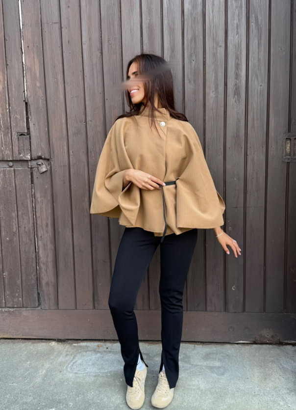 Cape with belt detail jacket