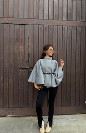 Cape with belt detail jacket