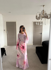 Chiffon tie back maxi dress in pink florals