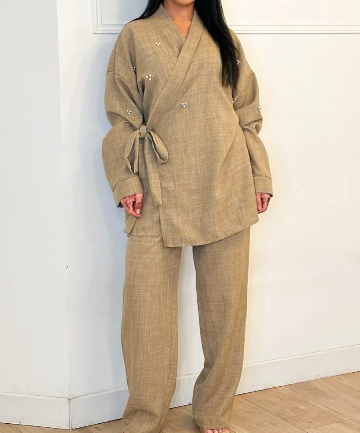 Jewelled tie side co ord set