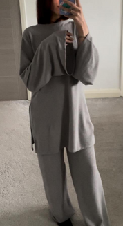 Super soft flared sleeve co ord set in luxe soft rib