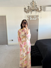 Cowl chiffon a line maxi in summer florals