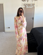 Cowl chiffon a line maxi in summer florals