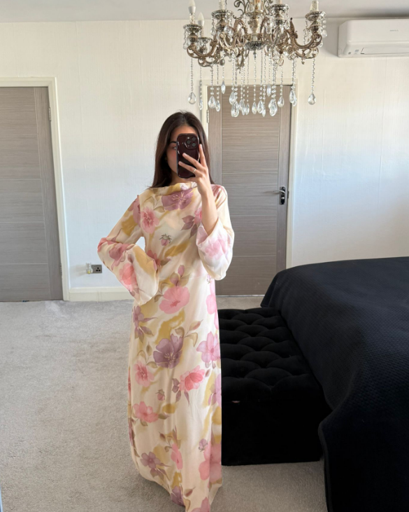 Cowl chiffon a line maxi in summer florals