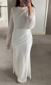mesh & crepe overlay occasion maxi dress