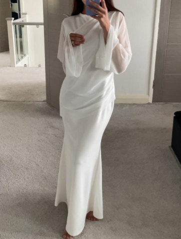 mesh & crepe overlay occasion maxi dress