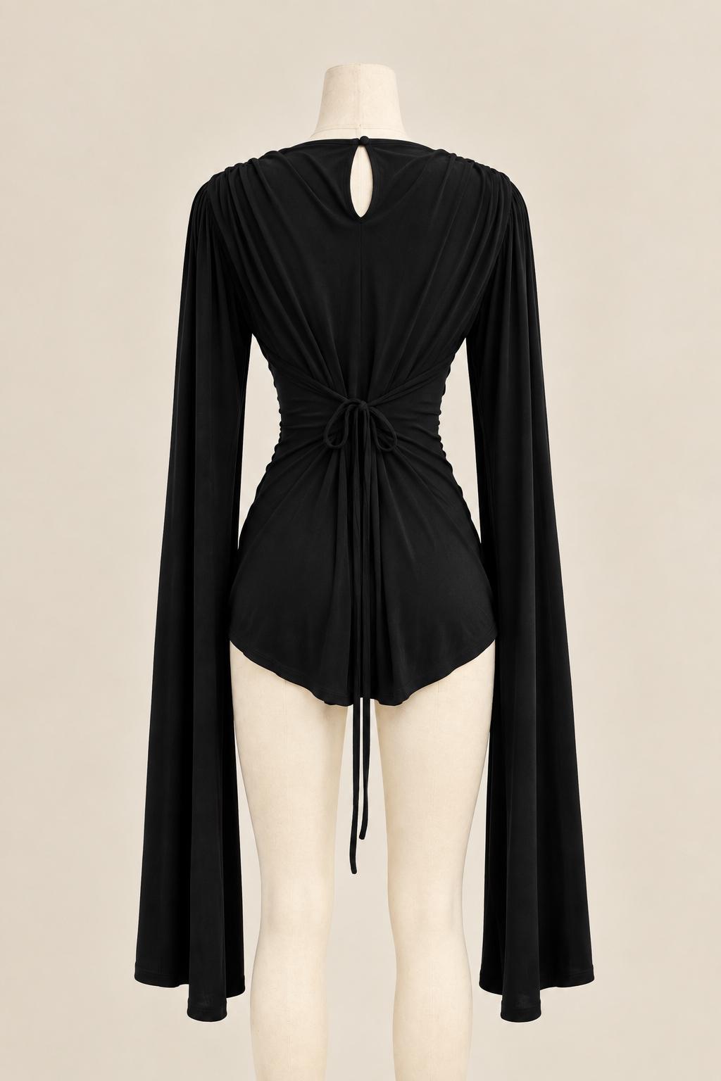 Modest cowl and drape top in black