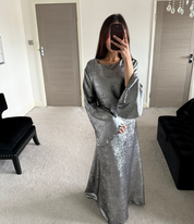 Full foil tie back occasion maxi dress