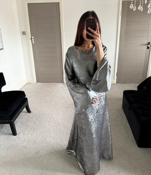Full foil tie back occasion maxi dress