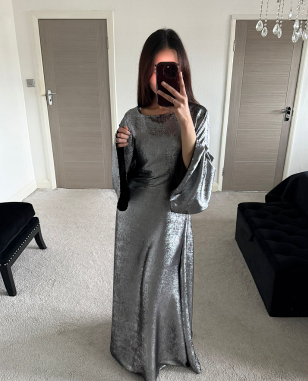 Full foil tie back occasion maxi dress