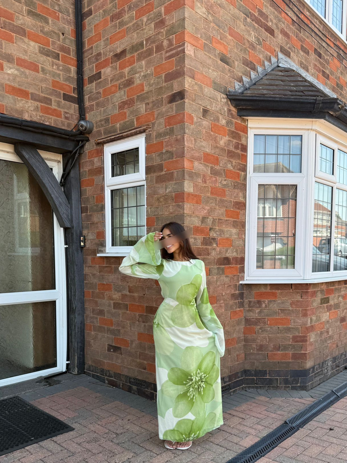 A line Tie back chiffon maxi dress in sage leaf petal