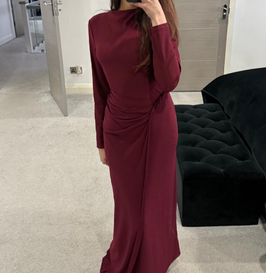 The twist detail long sleeve occasion maxi dress