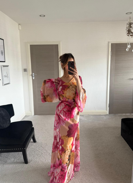 Tie back or tie front chiffon maxi dress in bloom floral