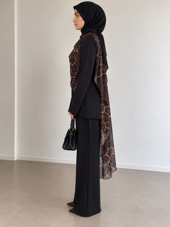 Print scarf overlay co-ord