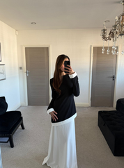 Two piece modest maxi dress in monochrome