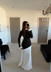 Two piece modest maxi dress in monochrome