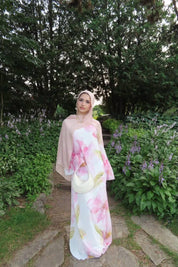 Tie back chiffon dress in floral white