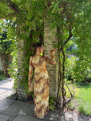 Mesh split sleeve maxi dress in ombre yellow