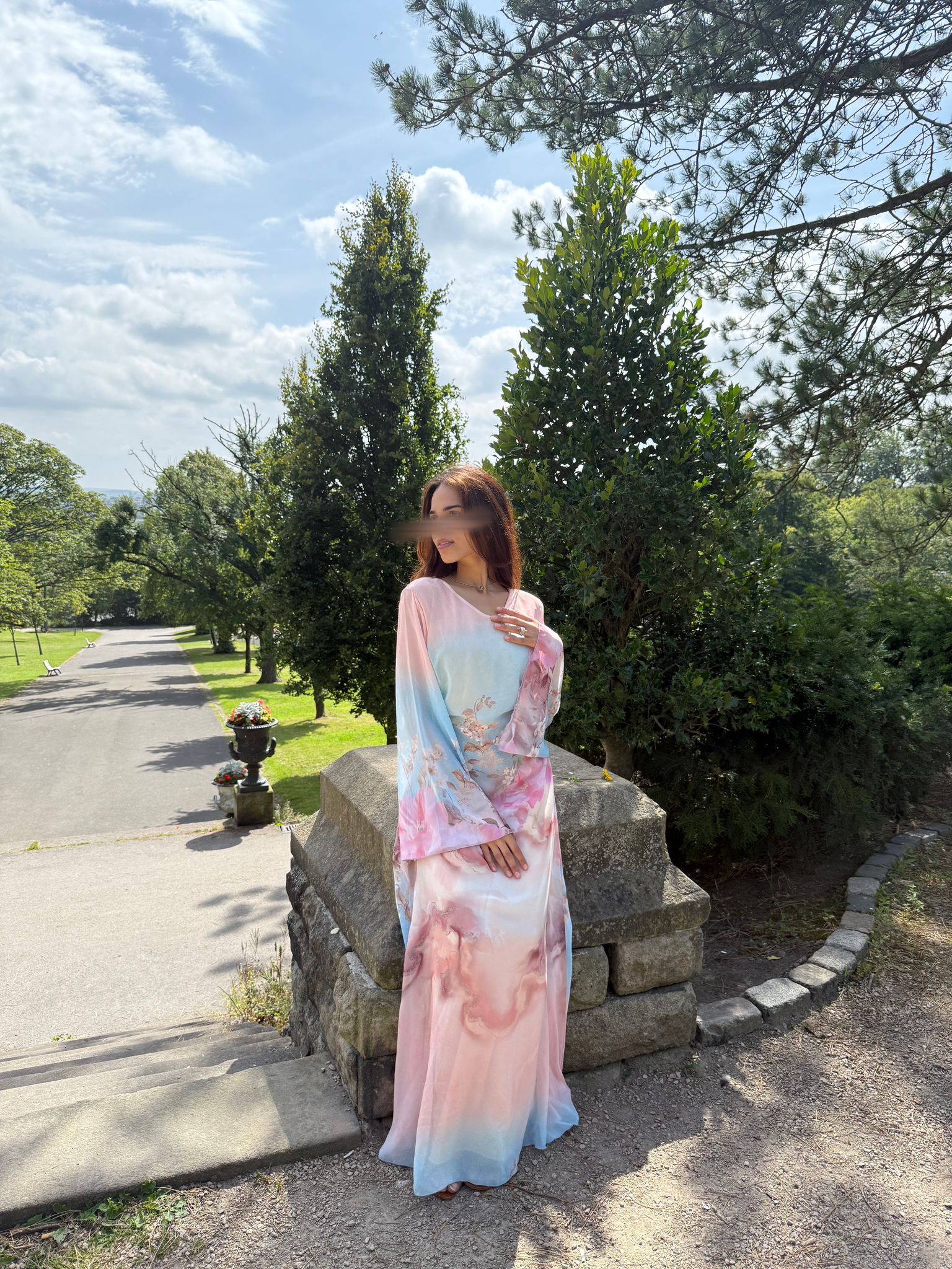 Chiffon tie back maxi dress in angelic florals