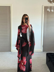 Extreme flared sleeve tie back maxi dress in pretty petal