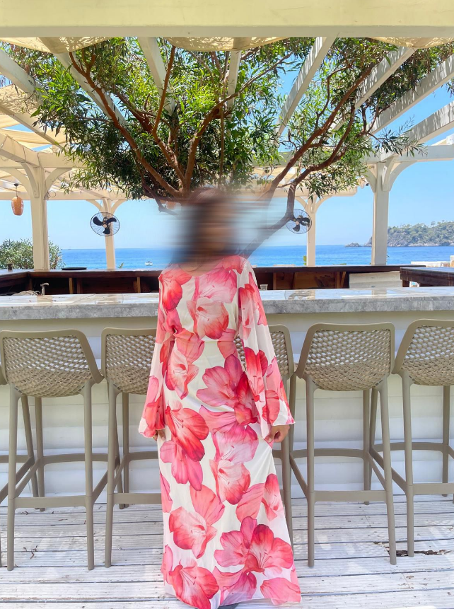 Chiffon tie back maxi dress in pink waterfall petal
