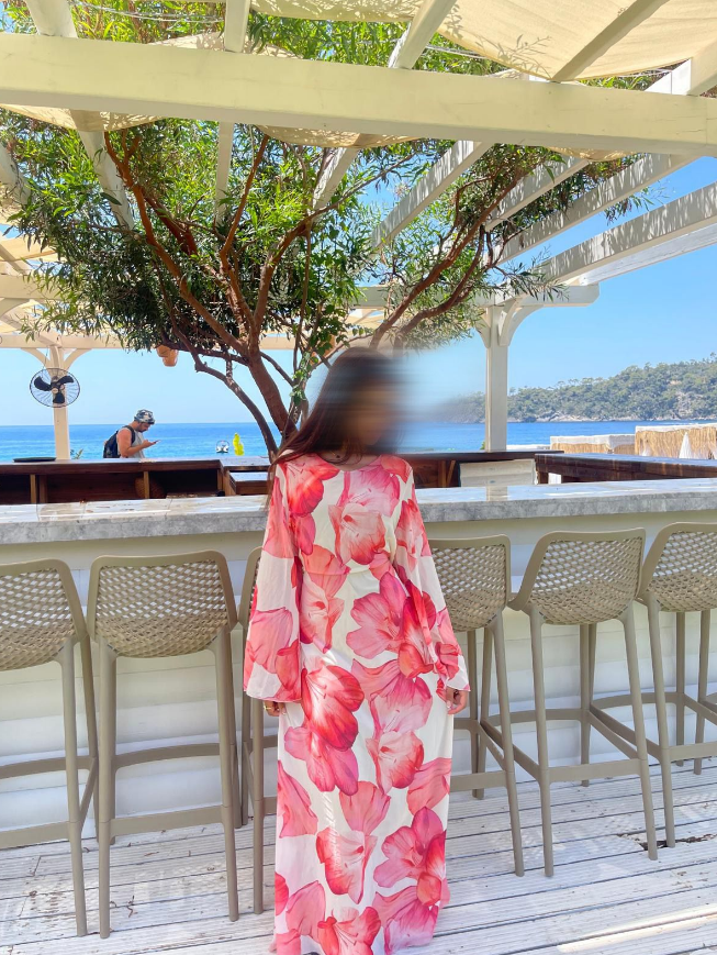 Chiffon tie back maxi dress in pink waterfall petal