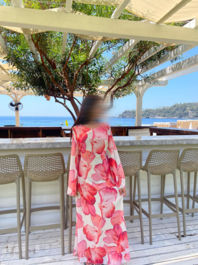 Chiffon tie back maxi dress in pink waterfall petal