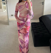 pink blossom mesh dress