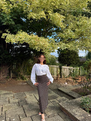 Mesh lined  maxi skirt in chocolate polka dot