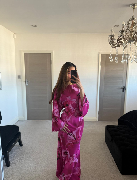 Tie back woven maxi dress in bloom petal