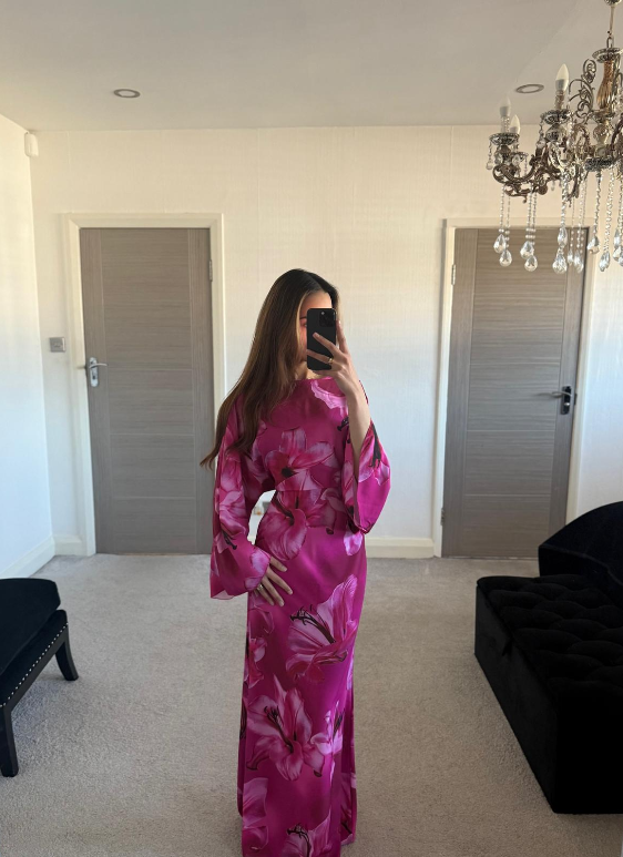 Tie back woven maxi dress in bloom petal