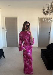 Tie back woven maxi dress in bloom petal