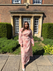 PLUS tie back chiffon dress in pink blossom