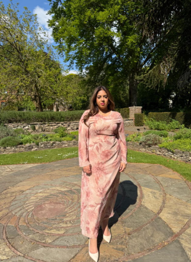 PLUS tie back chiffon dress in pink blossom