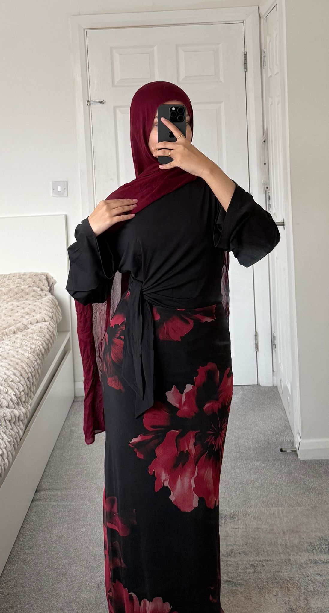 Printed mesh maxi skirt lined