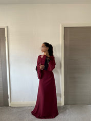 Chiffon & lace mix tie back maxi dress in plum