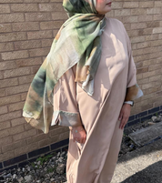 Contrast cuff abaya with matching scarf