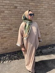Contrast cuff abaya with matching scarf